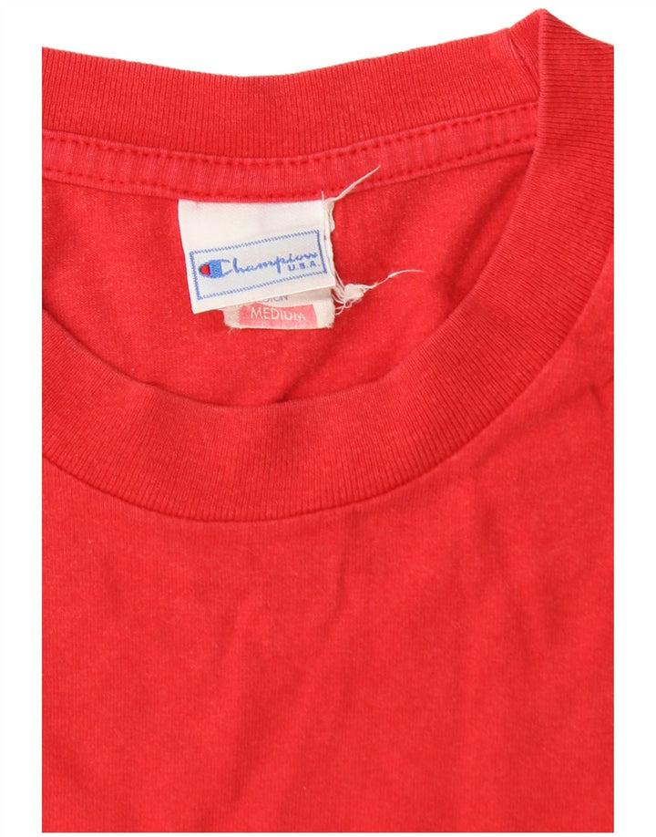 CHAMPION Womens Graphic T-Shirt Top UK 14 Medium Red Cotton Vintage Champion and Second-Hand Champion from Messina Hembry 