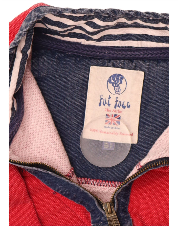 FAT FACE Womens Zip Neck Sweatshirt Jumper UK 12 Medium  Red Cotton