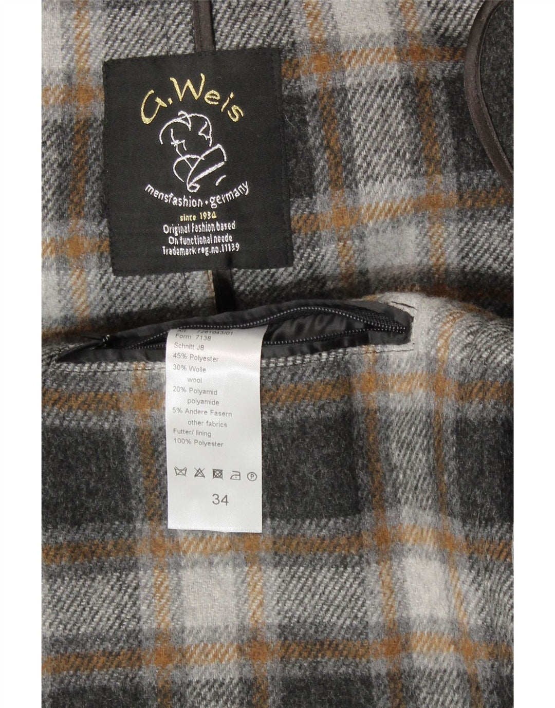 Vintage Mens Loose Fit Hooded Duffle Coat UK 50 4XL Grey Wool