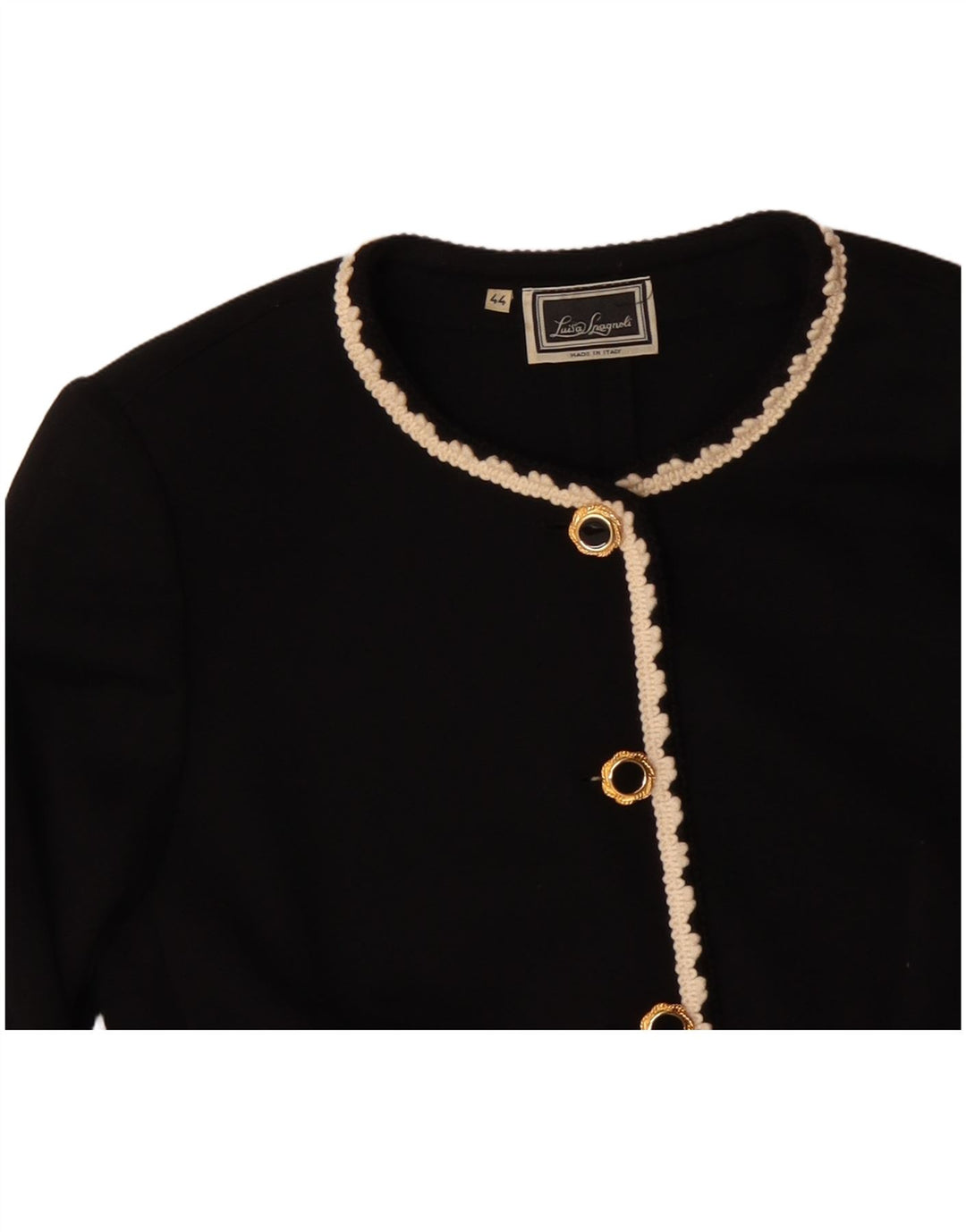 LUISA SPAGNOLI Womens 5 Button Blazer Jacket IT 44 Medium Black Acetate