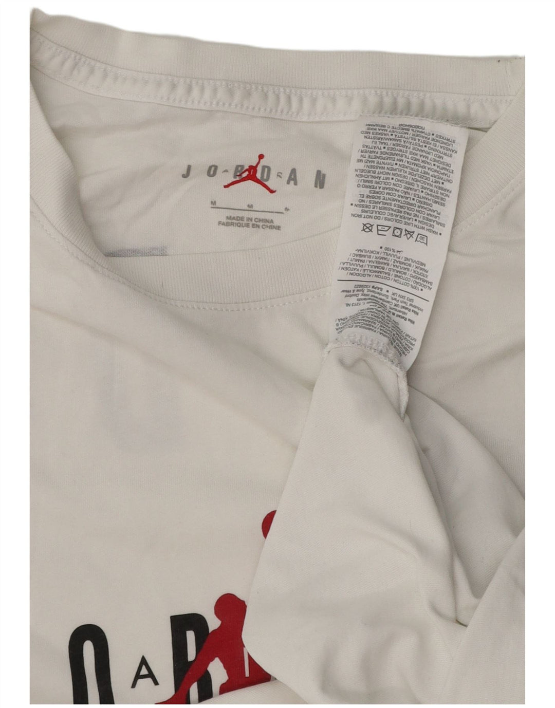 JORDAN Mens Graphic T-Shirt Top Medium White Cotton