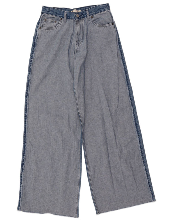 LEVI'S Girls Wide Leg Jeans 13-14 Years W26 L31 Blue Colourblock Cotton