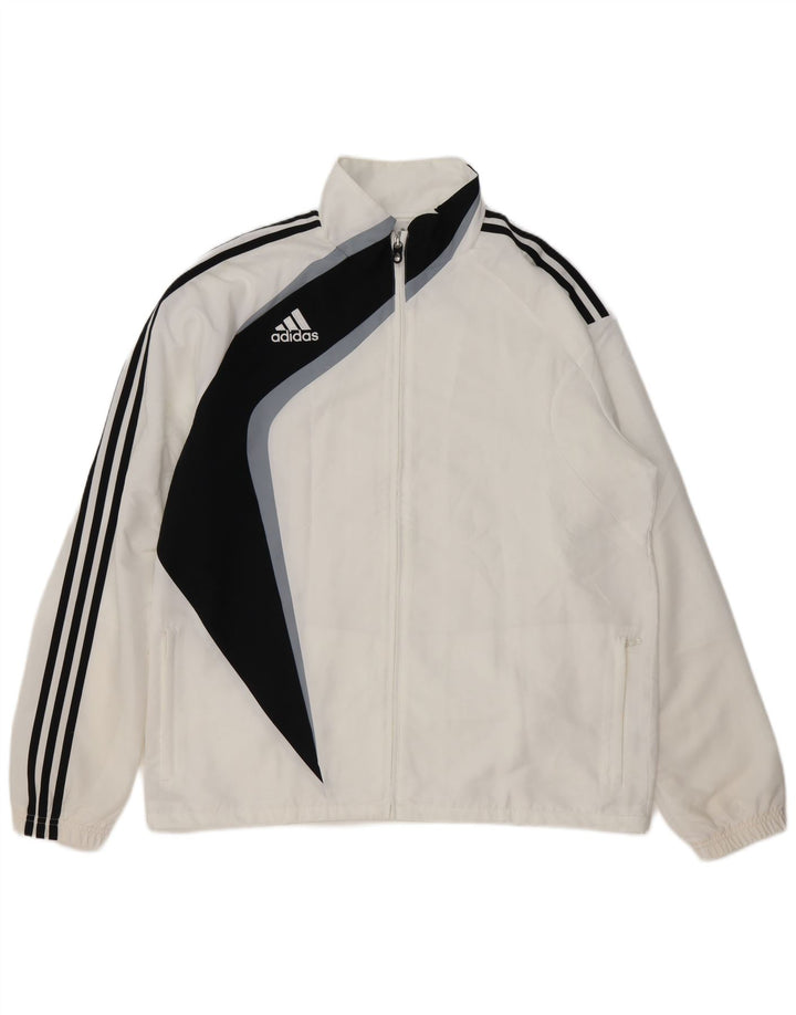 ADIDAS Mens Tracksuit Top Jacket UK 46/48 XL White Colourblock Polyester