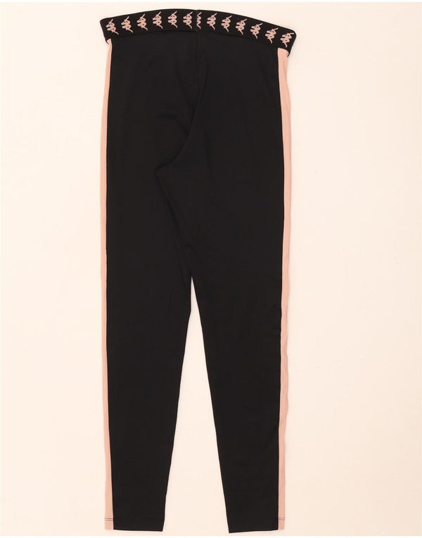 Kappa Womens Tezenis Graphic Leggings UK 12 Medium Black Colourblock
