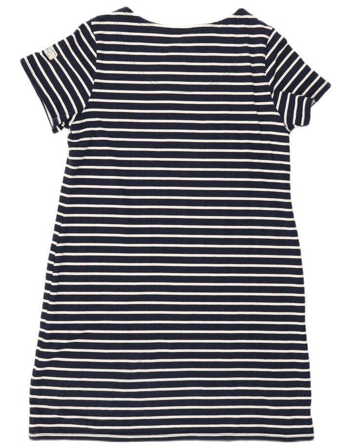 JOULES Womens T-Shirt Dress UK 16 Large Navy Blue Striped Cotton Nautical