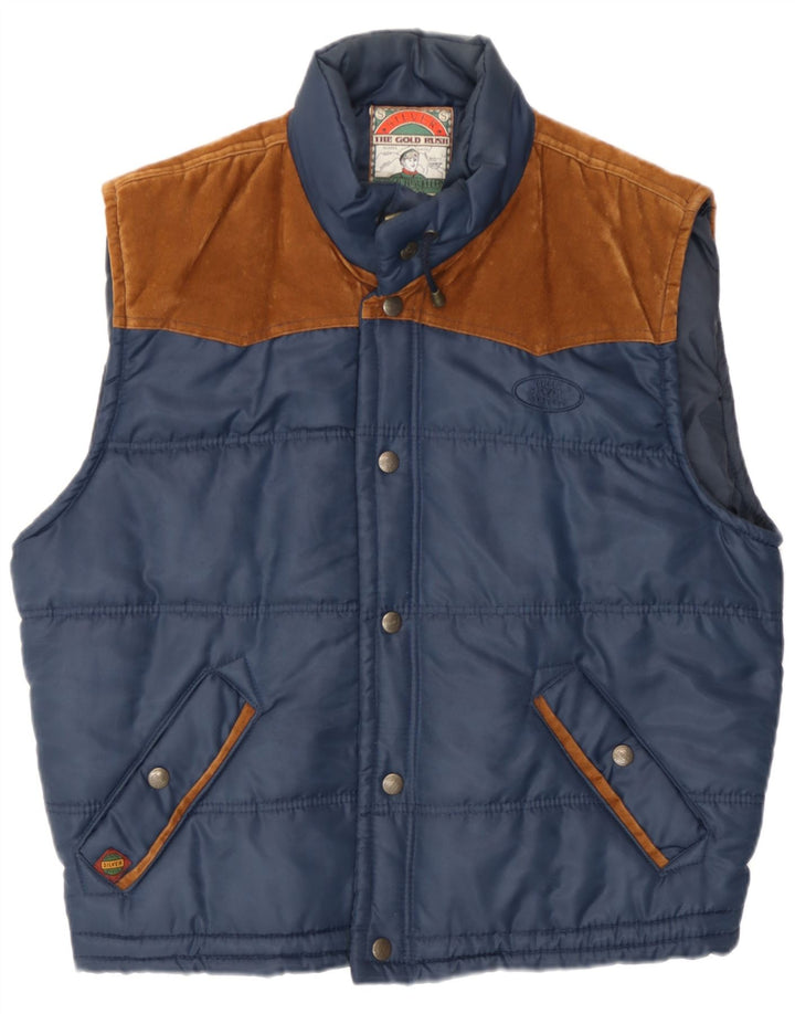 Vintage Mens Padded Gilet UK 38 Medium Navy Blue Polyester