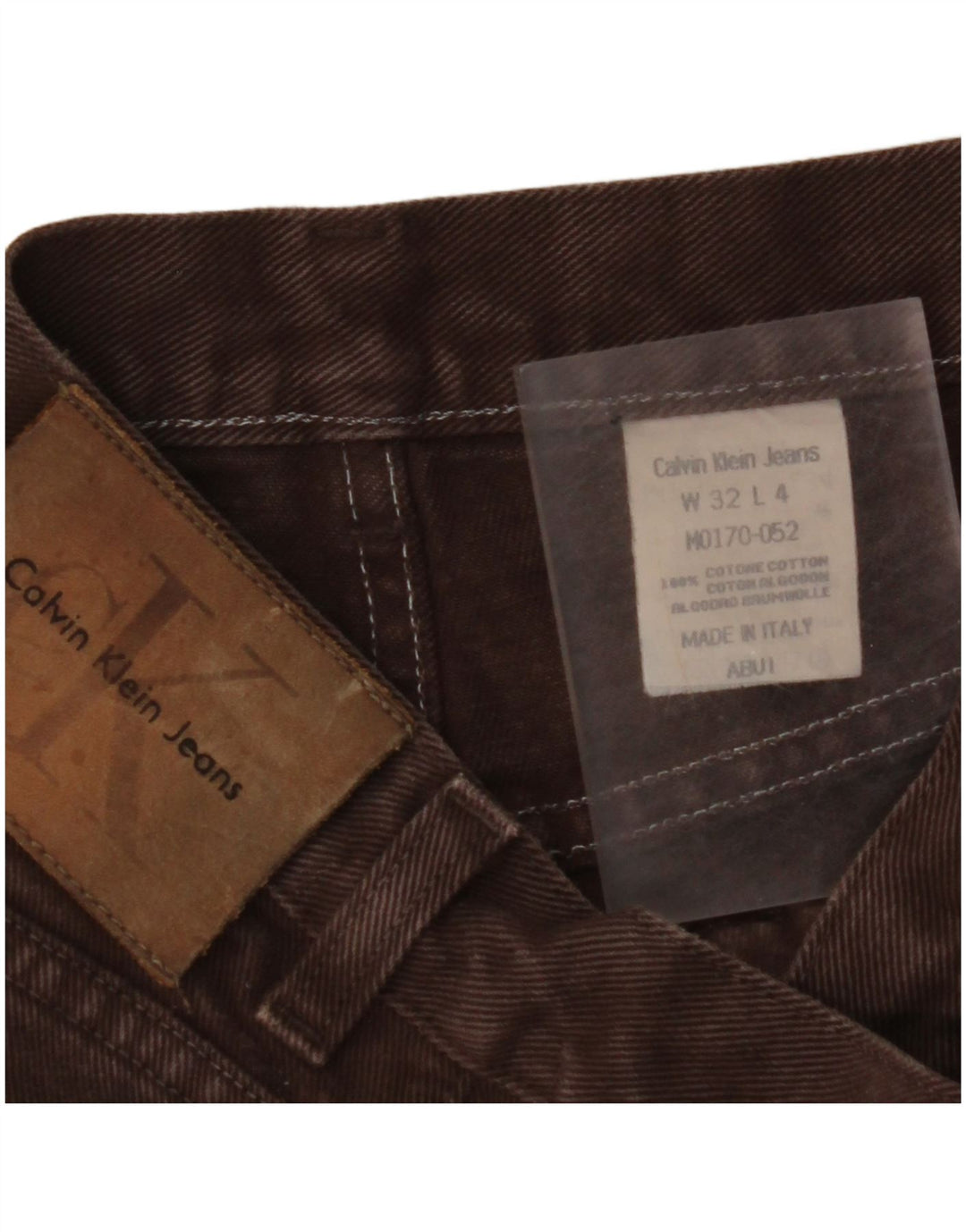 CALVIN KLEIN Mens Tapered Jeans W32 L34 Brown Cotton