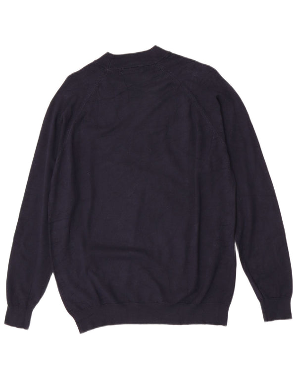 Zara Mens Crew Neck Jumper Sweater Medium Navy Blue Viscose