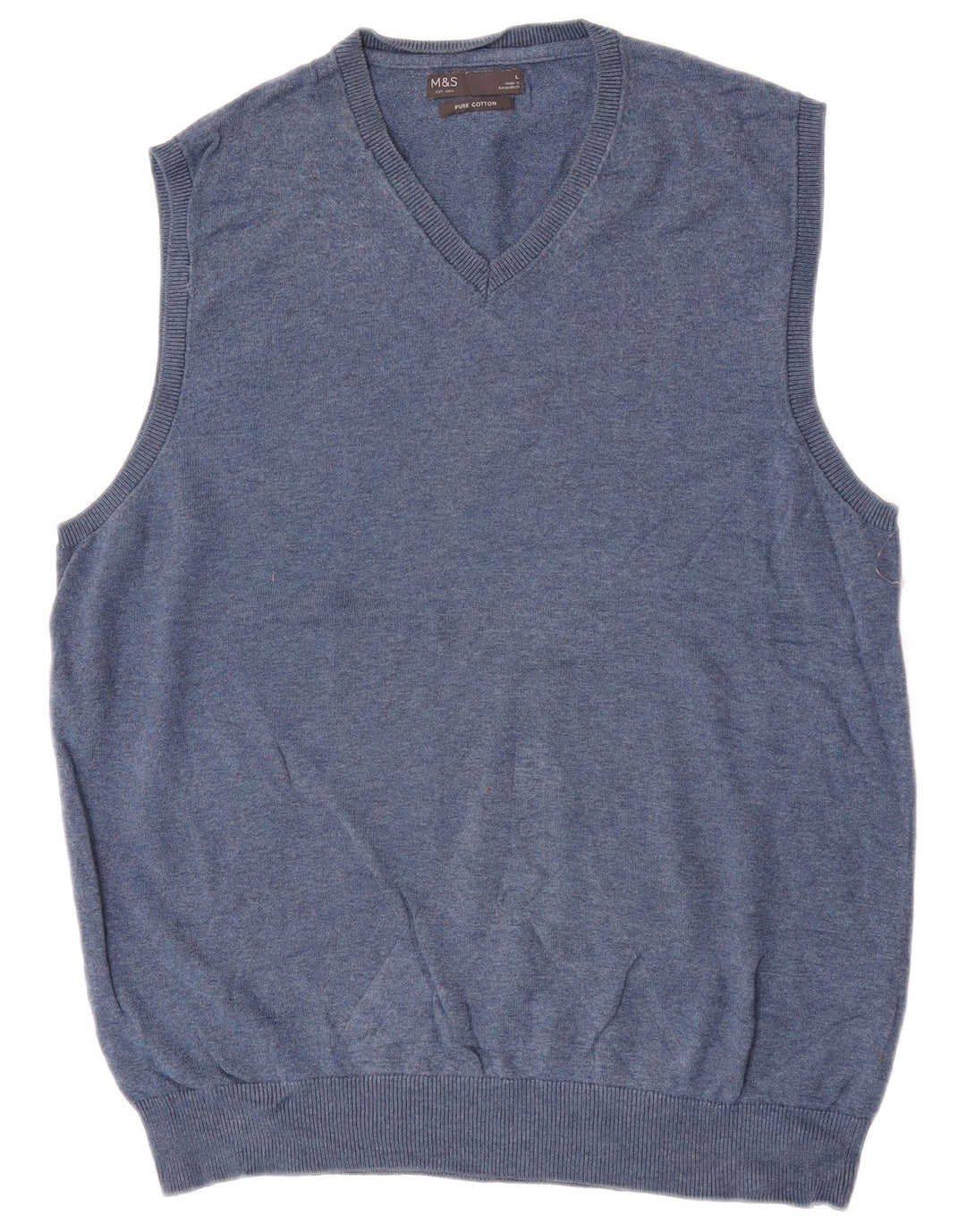 MARKS & SPENCER Mens Vest Tank Top Large Blue Cotton