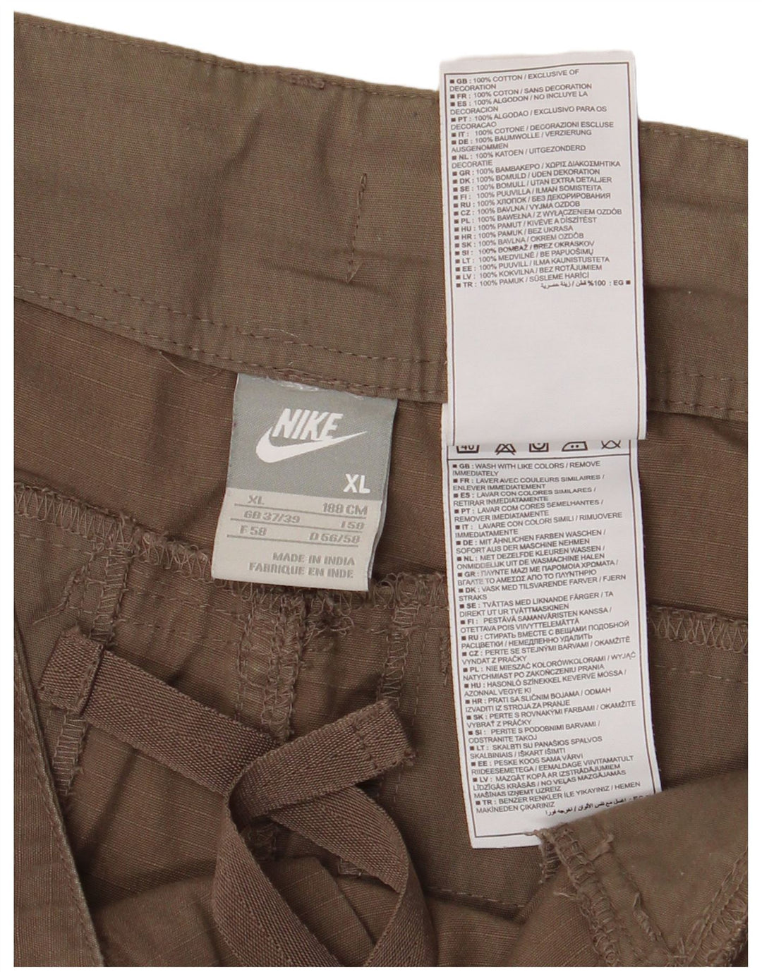 NIKE Mens Cargo Shorts W38 XL Brown Cotton