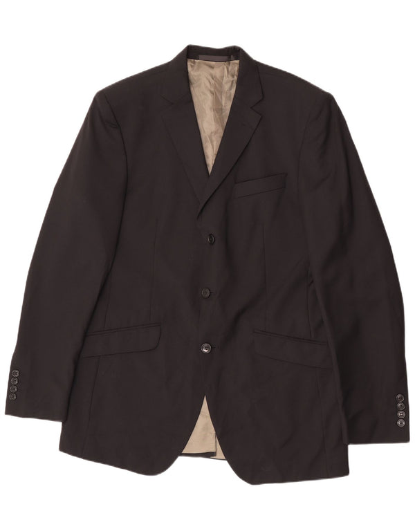 Marks & Spencer Mens 3 Button Slim Fit Blazer Jacket UK 40 Medium Black