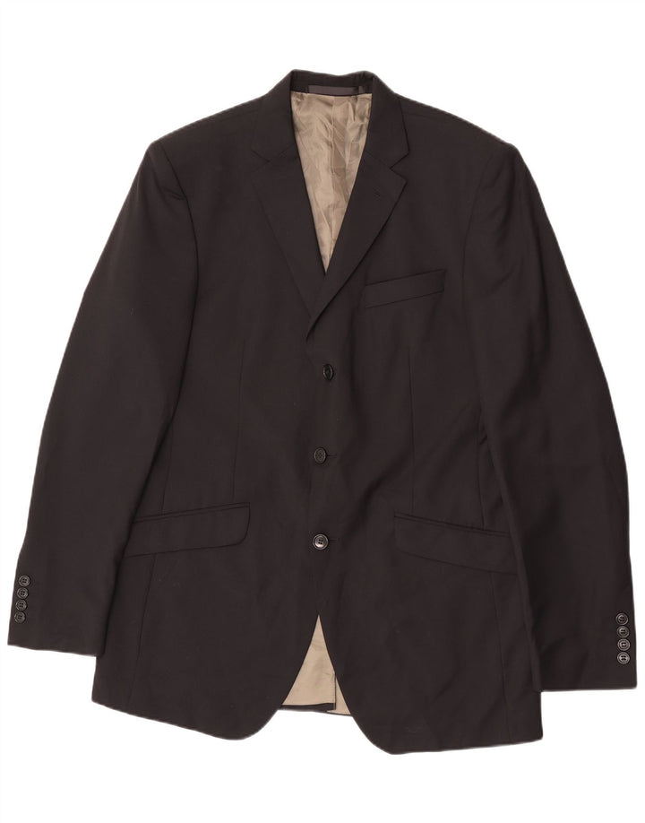 Marks & Spencer Mens 3 Button Slim Fit Blazer Jacket UK 40 Medium Black