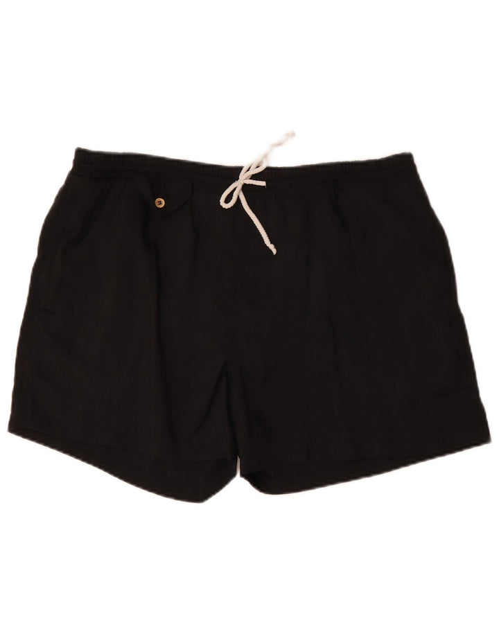 VINTAGE Mens Sport Shorts Large Black Polyamide