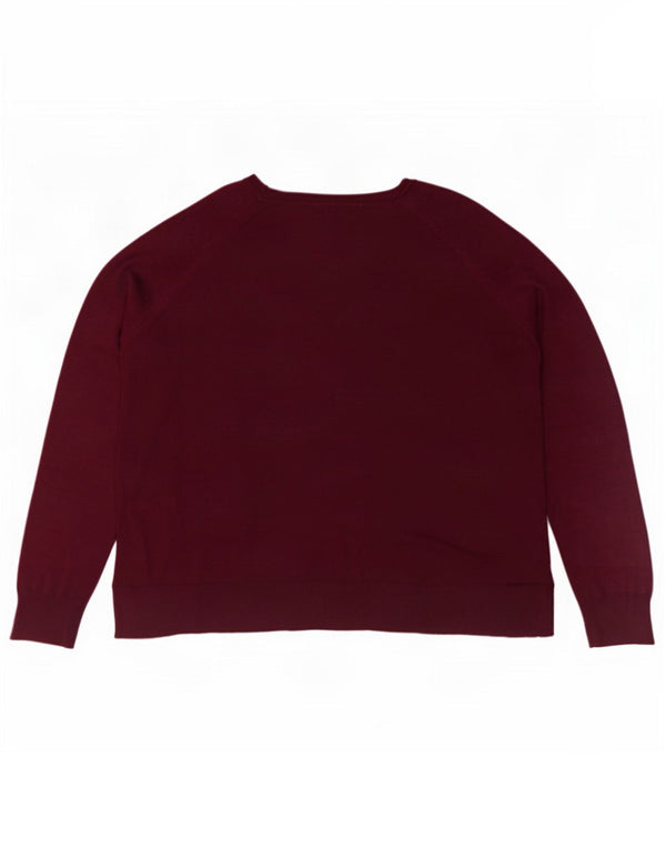 Zara Womens Boat Neck Jumper Sweater UK 16 Large Maroon Viscose