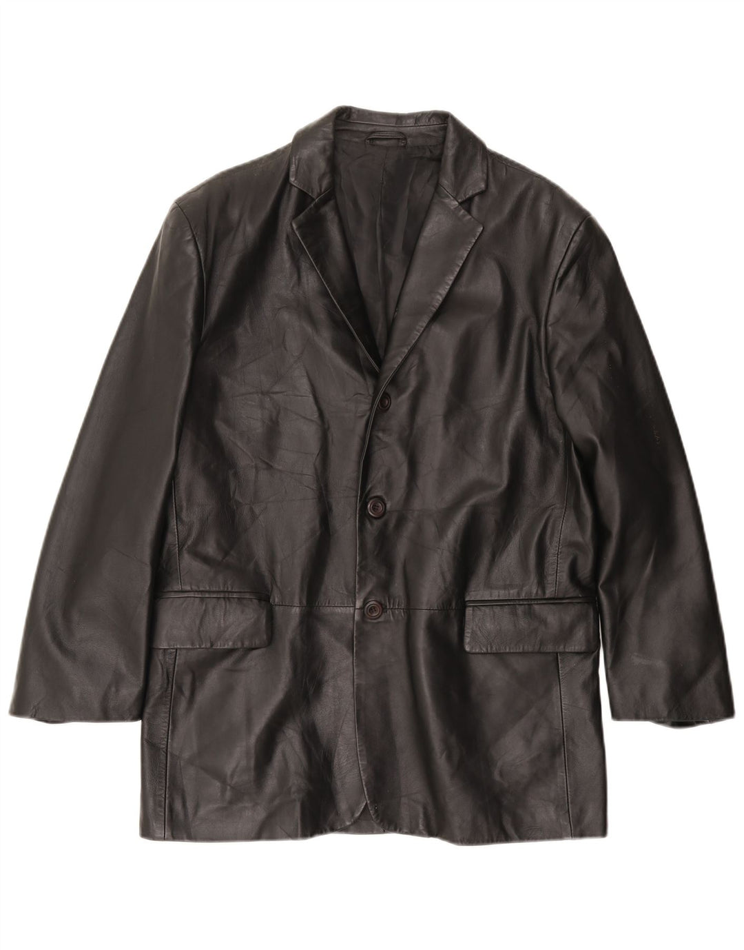 VINTAGE Mens Leather Jacket IT 50 Large Black Leather