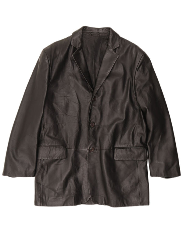 VINTAGE Mens Leather Jacket IT 50 Large Black Leather