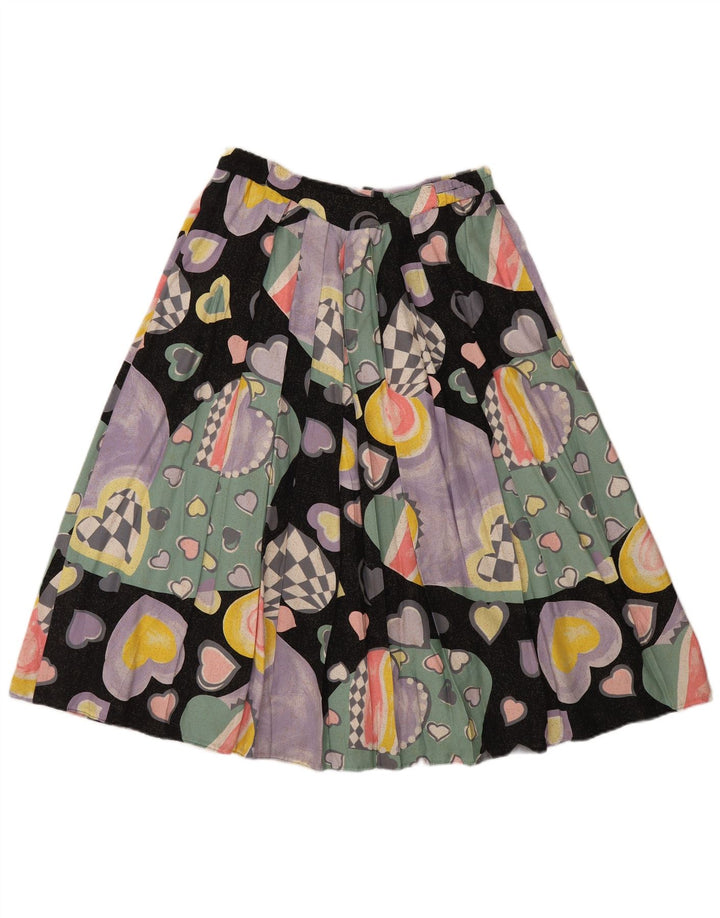 Vintage Womens Pleated Skirt EU 40 Medium W30 Multicoloured Heart