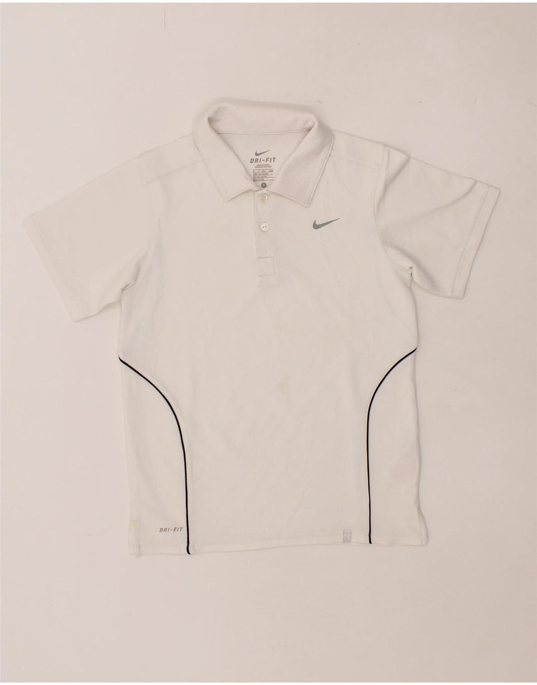 NIKE Boys Dri Fit Polo Shirt 8-9 Years Small White Polyester Vintage Nike and Second-Hand Nike from Messina Hembry 