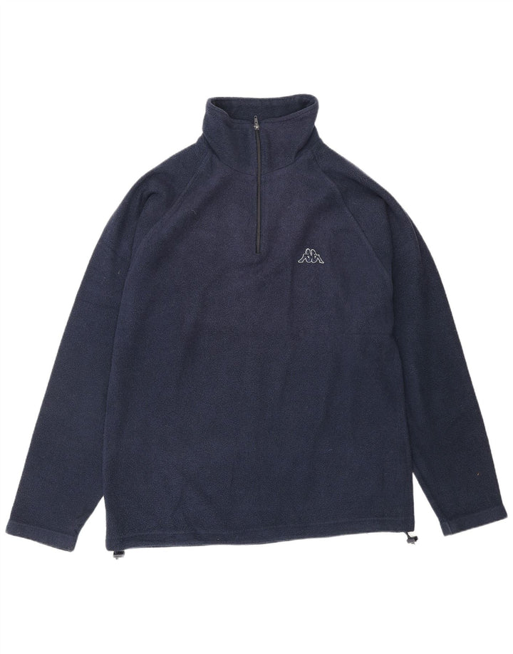 KAPPA Mens Zip Neck Fleece Jumper Medium Navy Blue