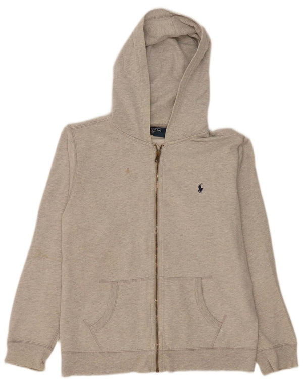 Polo Ralph Lauren Boys Zip Hoodie Sweater 15-16 Years XL Grey Flecked