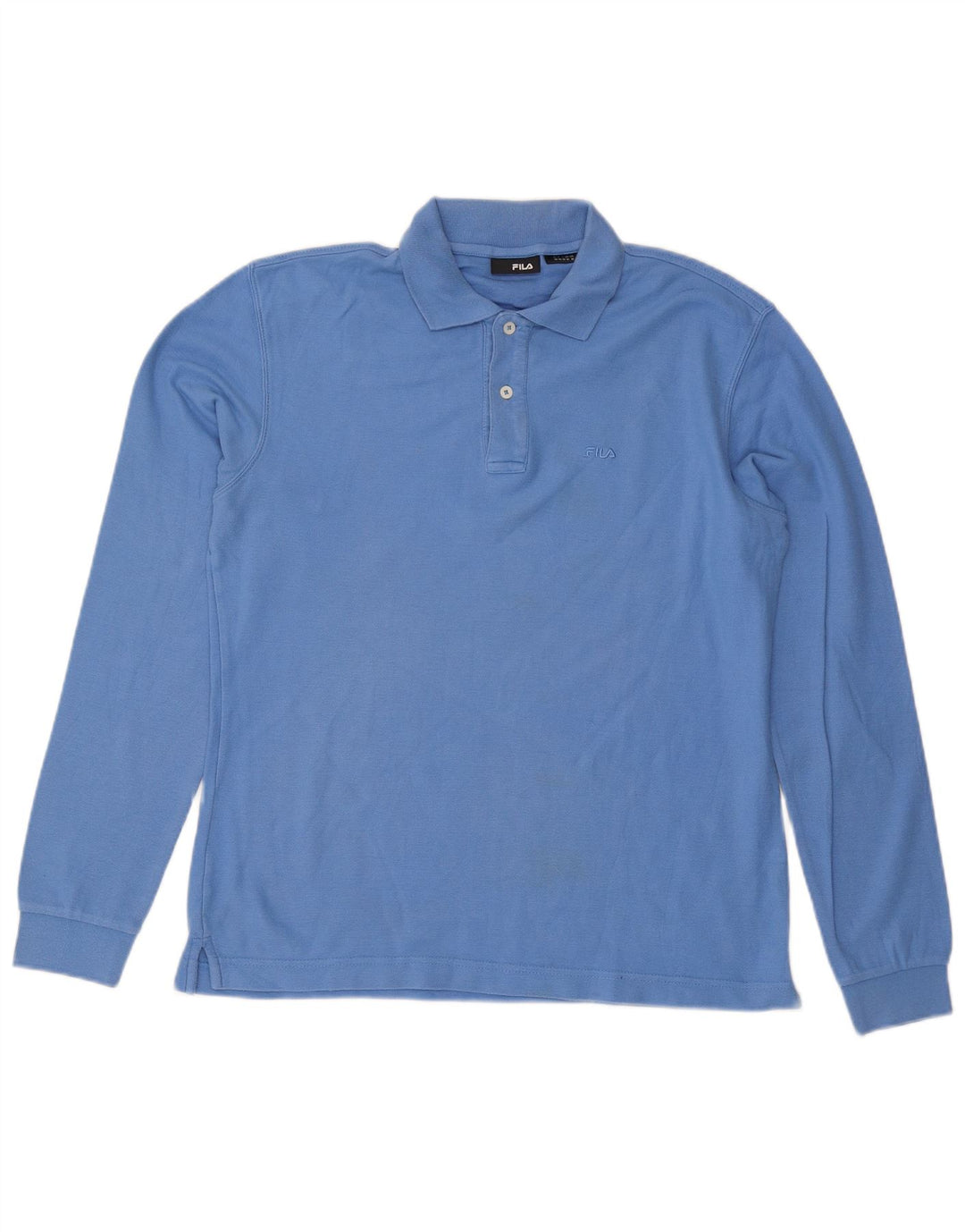 Fila Mens Long Sleeve Polo Shirt Medium Blue Cotton