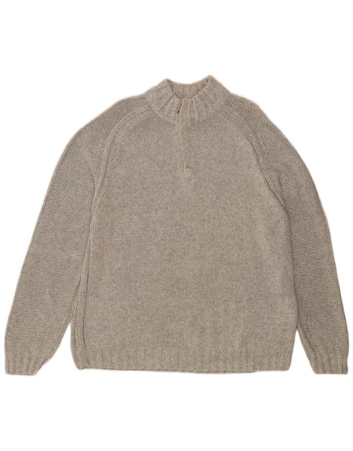 Marks & Spencer Mens Zip Neck Jumper Sweater Large Grey Cotton