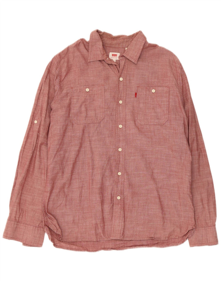 Levi's Mens Shirt Large Red Cotton
