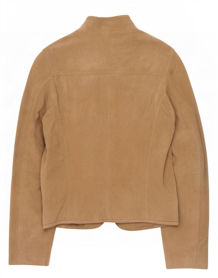Zarro Womens Suede Jacket IT 42 Medium Beige Leather