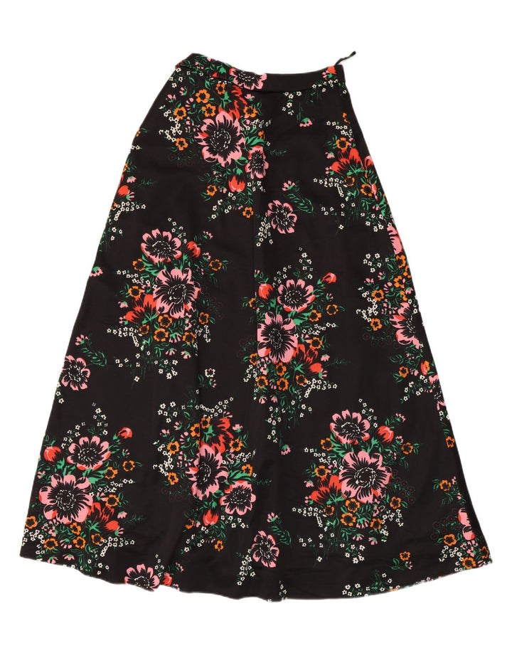 VINTAGE Womens A-Line Skirt W28 Medium Black Floral
