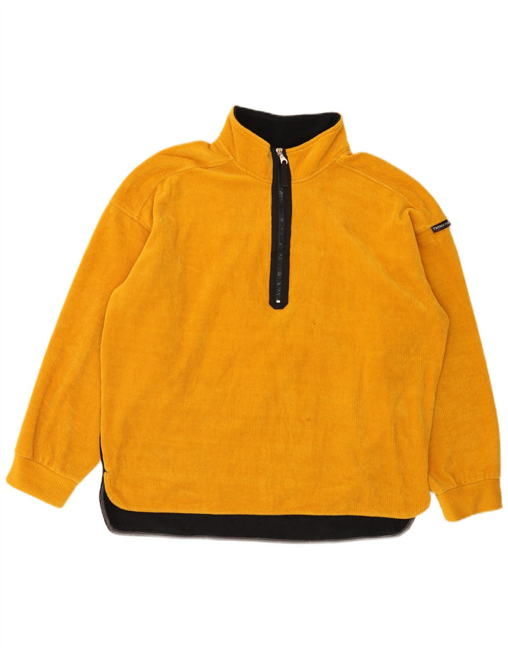 Think Pink Mens Graphic Zip Neck Sweatshirt Jumper Large Yellow