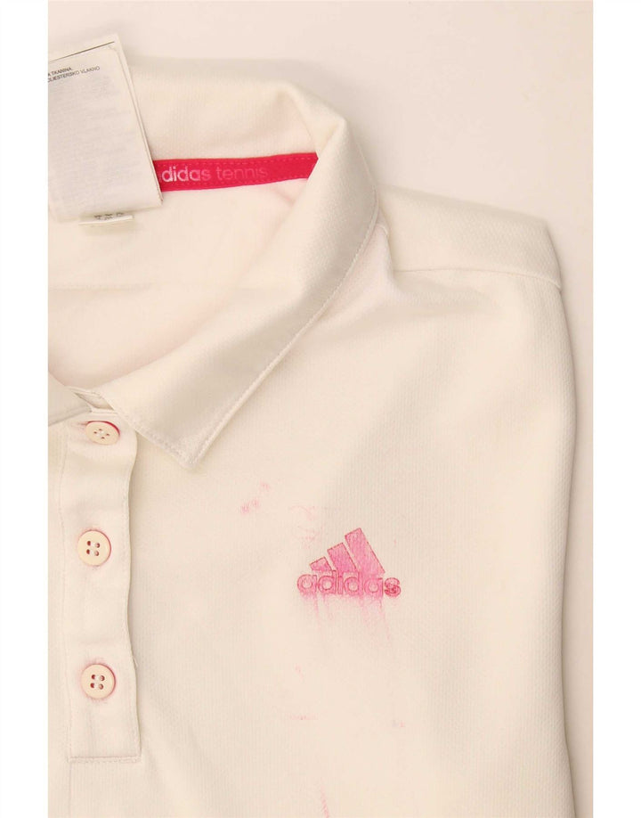 Adidas Womens Climalite Polo Shirt UK 8/10 Small White Polyester