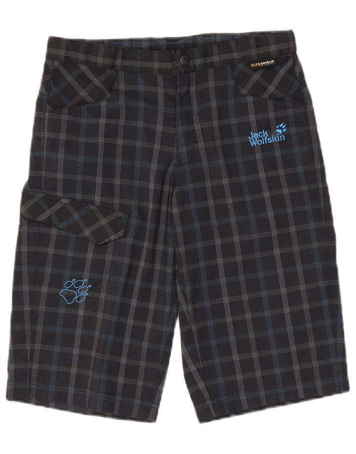 JACK WOLFSKIN Boys Cargo Shorts 12-13 Years W26  Black Check Polyester