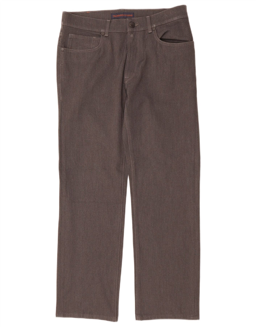Trussardi Womens Straight Casual Trousers W33 L29 Grey Polyester