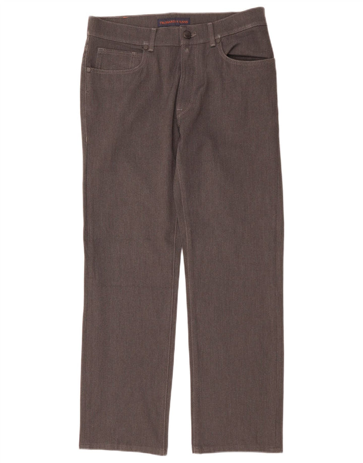 Trussardi Womens Straight Casual Trousers W33 L29 Grey Polyester