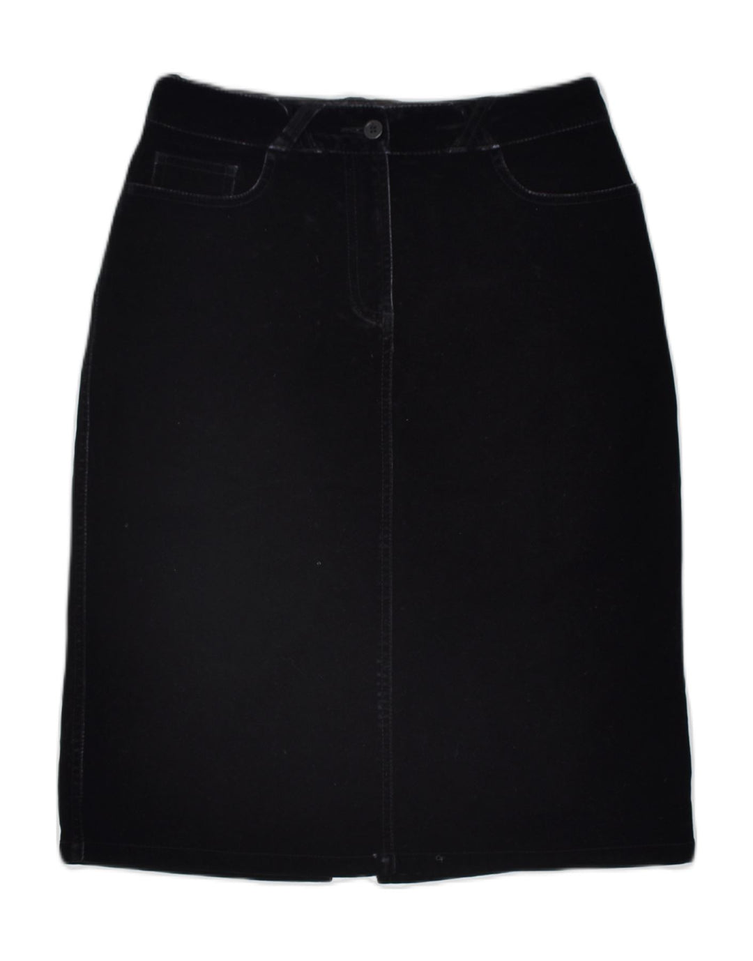 S.OLIVER Womens Velvet Straight Skirt EU 34  W26 Black Polyester Classic | Vintage | Thrift | Second-Hand | Used Clothing | Messina Hembry 