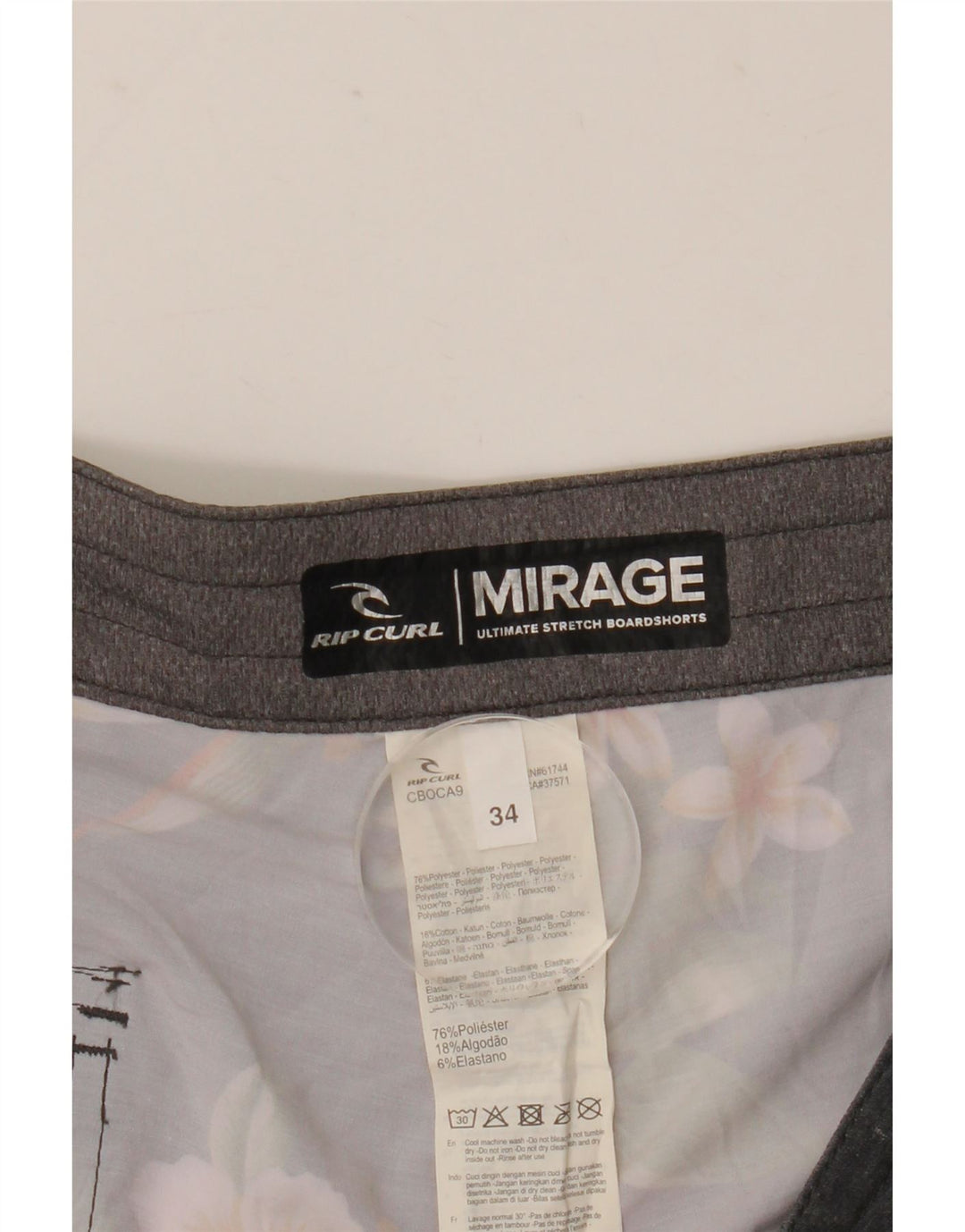 Rip Curl Mens Mirage Swimming Shorts Large  Grey Floral Polyester