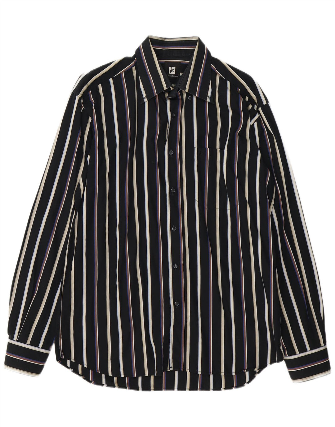 ROCCOBAROCCO Mens Shirt Size 41 16 Large Black Striped Cotton