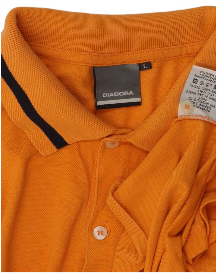 DIADORA Mens Polo Shirt Large Orange Cotton