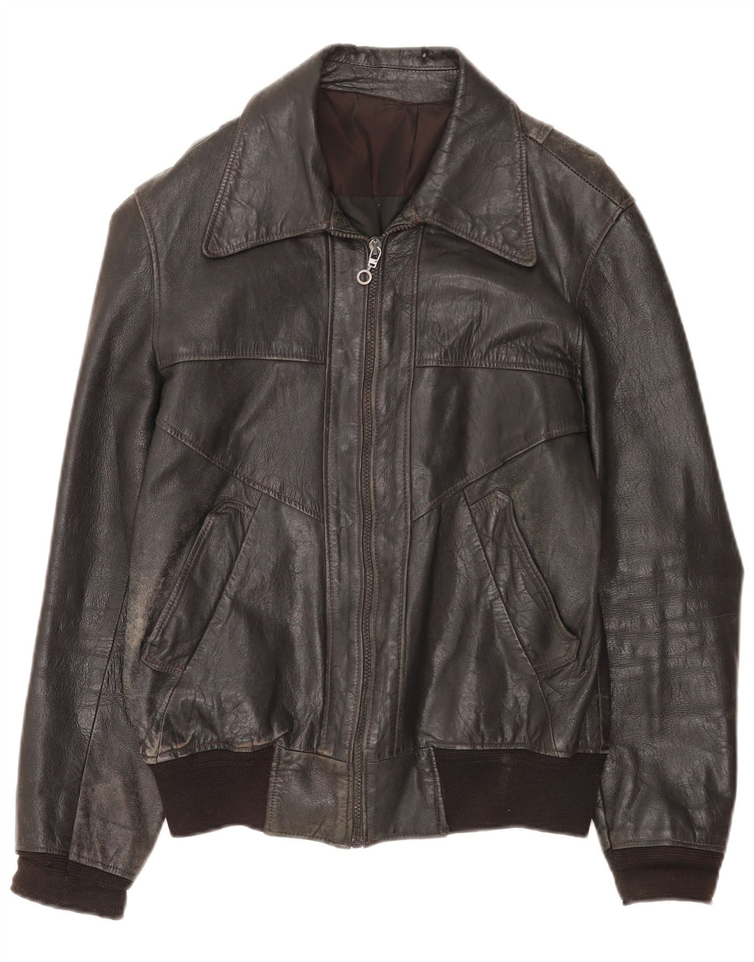 Vintage Mens Leather Jacket UK 36 Small Black