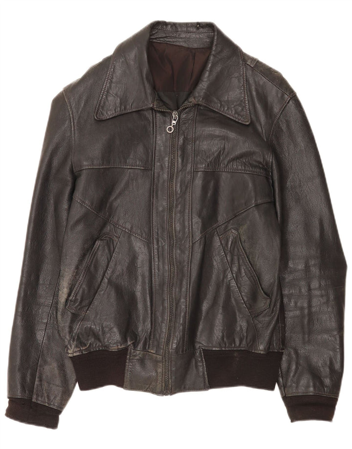 Vintage Mens Leather Jacket UK 36 Small Black