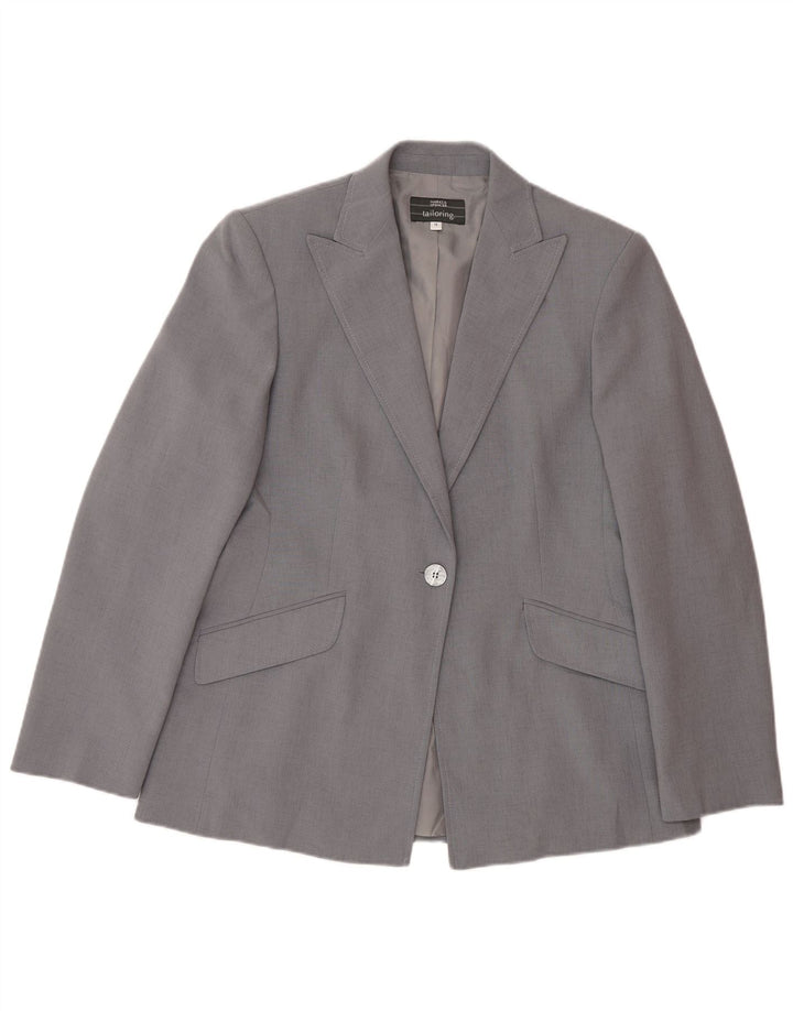 Marks & Spencer Womens 1 Button Blazer Jacket UK 12 Medium Grey Polyester
