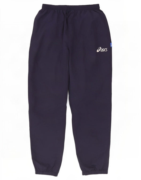 Asics Mens Tracksuit Trousers Joggers Large Navy Blue Polyester