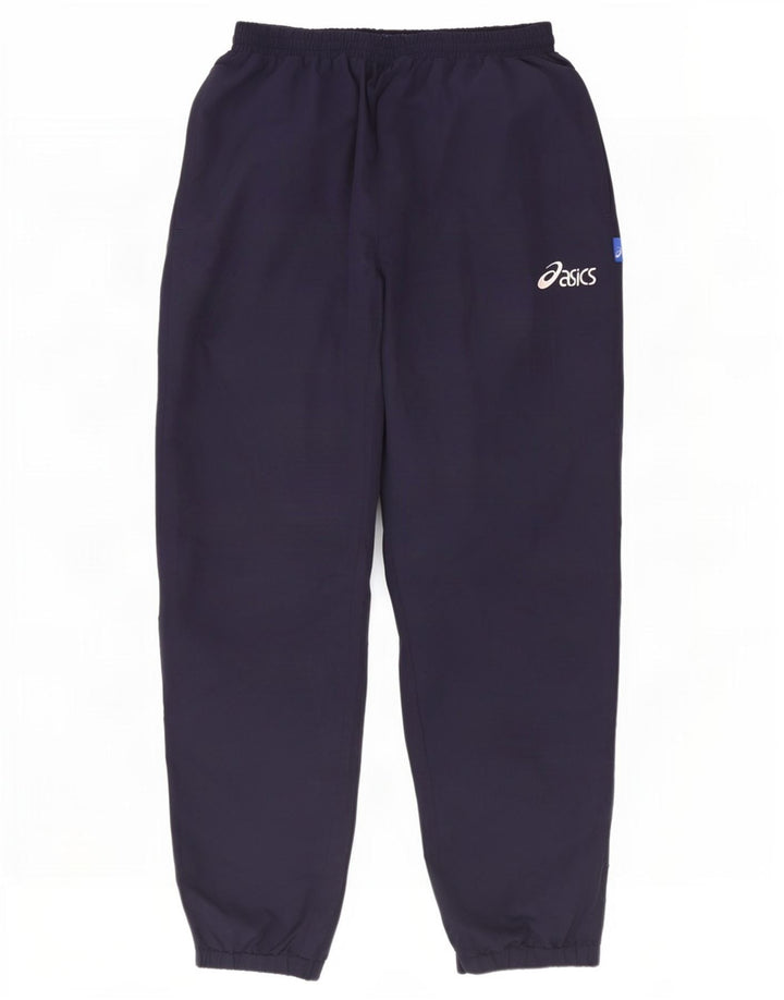 Asics Mens Tracksuit Trousers Joggers Large Navy Blue Polyester