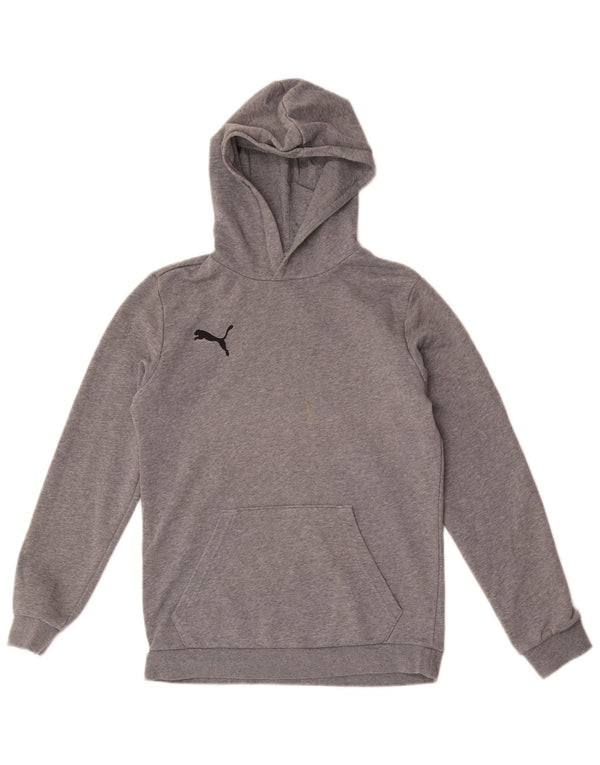 Puma Boys Hoodie Jumper 13-14 Years Grey Flecked Cotton