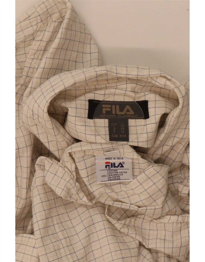 Fila Mens Shirt Medium Beige Check Cotton