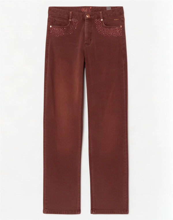 Marks & Spencer Womens Straight Casual Trousers UK 10 Small W28 L27 Brown
