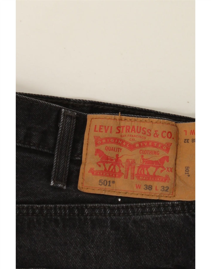 LEVI'S Mens 501 Straight Jeans W38 L32 Black Cotton