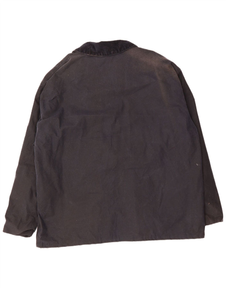 ROYAL SPENCER Mens Loose Fit Waxed Cotton Jacket UK 42 XL Navy Blue Cotton