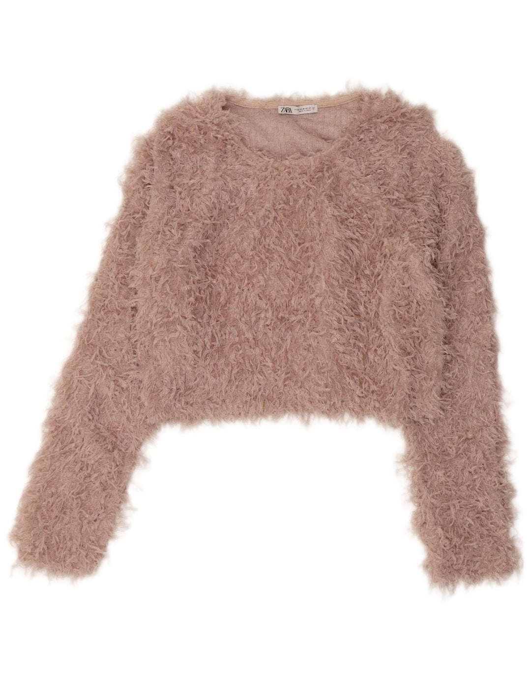 Zara Womens Crop Boat Neck Jumper Sweater UK 12 Medium Pink Polyester