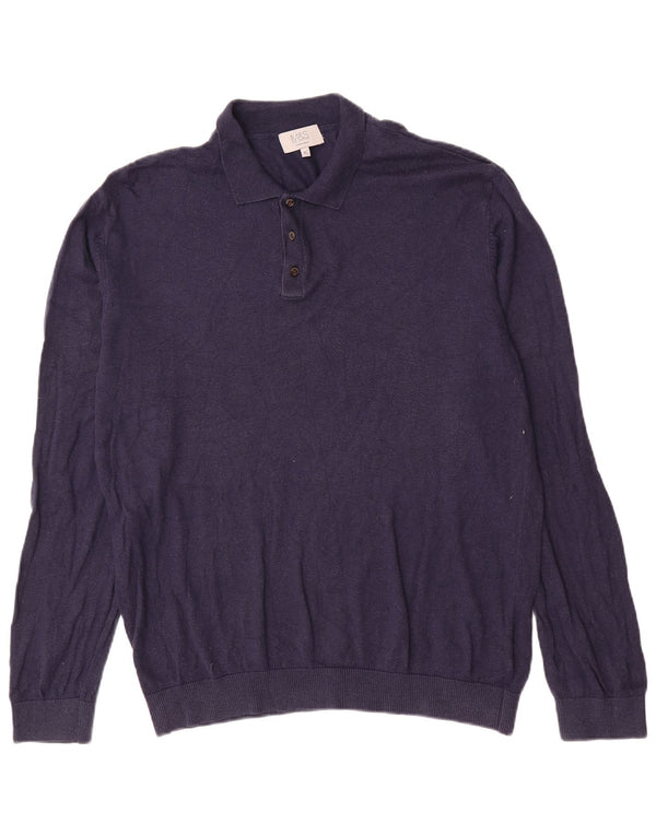 Marks & Spencer Mens Polo Neck Jumper Sweater XL Navy Blue